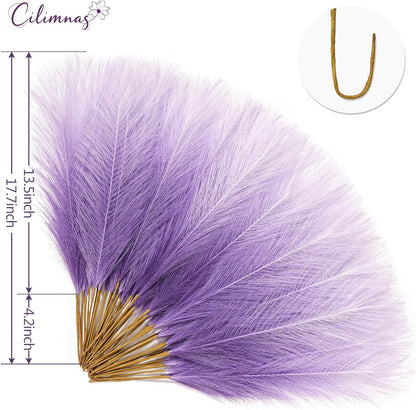 50pcs Faux Pampas Grass 17.7" Artificial Fluffy Pampas Grass Decor