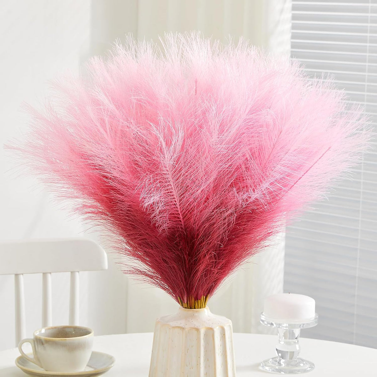 50pcs Faux Pampas Grass 17.7" Artificial Fluffy Pampas Grass Decor
