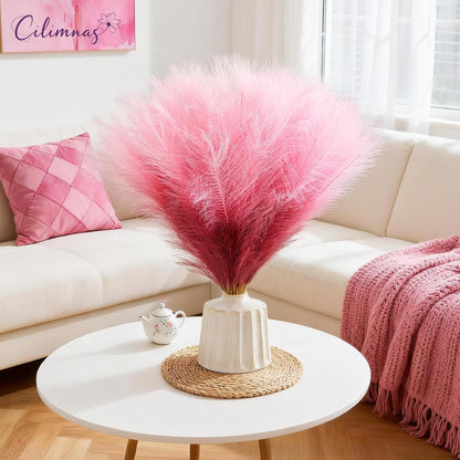 50pcs Faux Pampas Grass 17.7" Artificial Fluffy Pampas Grass Decor