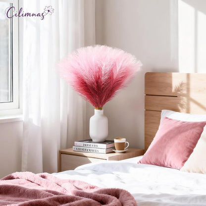50pcs Faux Pampas Grass 17.7" Artificial Fluffy Pampas Grass Decor