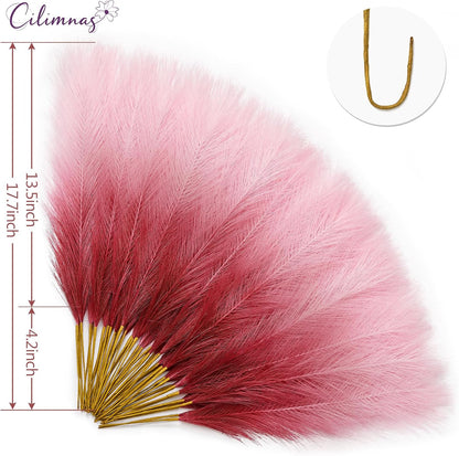 50pcs Faux Pampas Grass 17.7" Artificial Fluffy Pampas Grass Decor