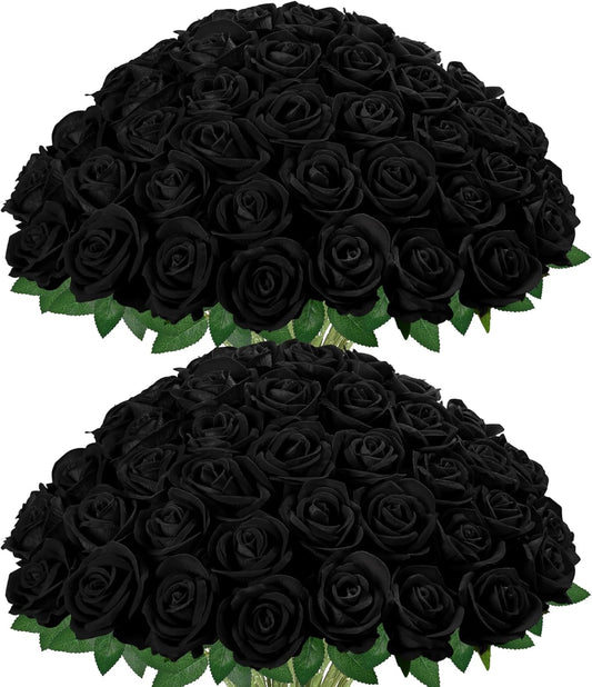 50 Pcs Red Roses Artificial Flowers, Fake Velvet Silk Rose Bulk Faux Flower for Mother's Gift Decoration DIY Wedding Centerpieces Proposal Bridal Bouquets Party Floral Decor (50, Red)