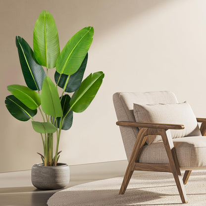 Artificial Bird of Paradise Plant,5.2Ft Faux Banana Tree