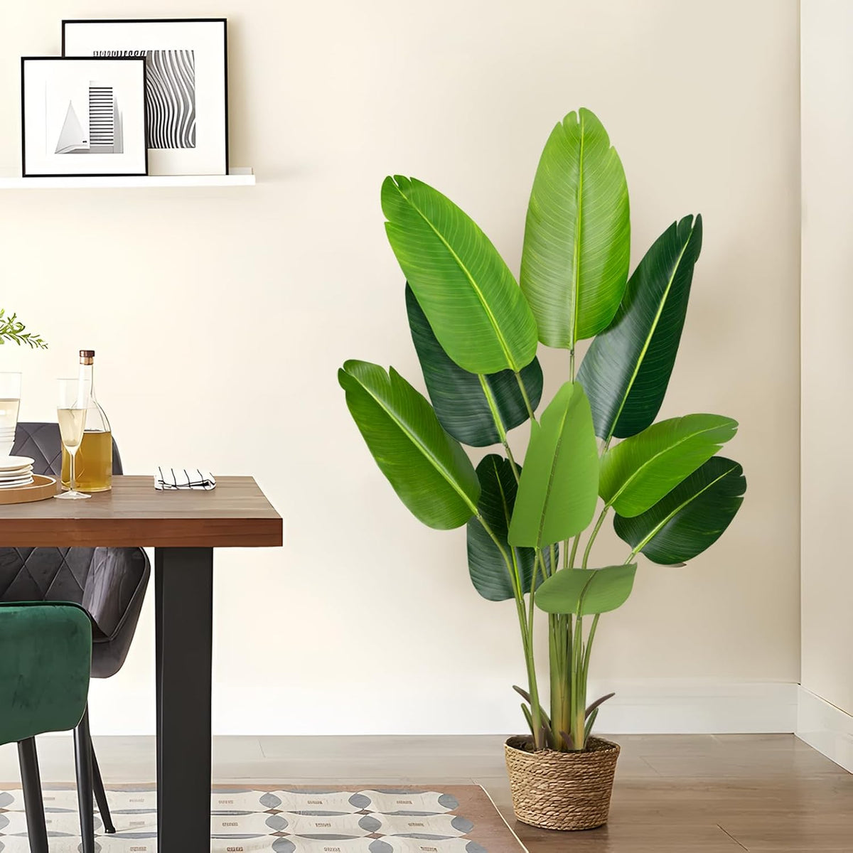 Artificial Bird of Paradise Plant,5.2Ft Faux Banana Tree