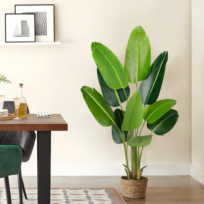 Artificial Bird of Paradise Plant,5.2Ft Faux Banana Tree