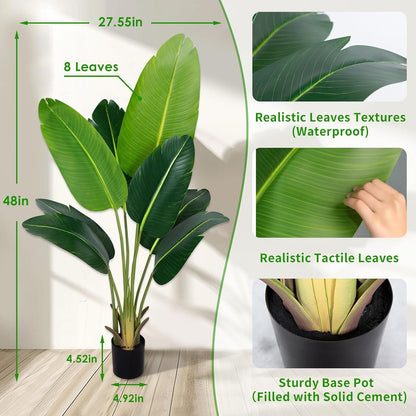 Artificial Bird of Paradise Plant,5.2Ft Faux Banana Tree