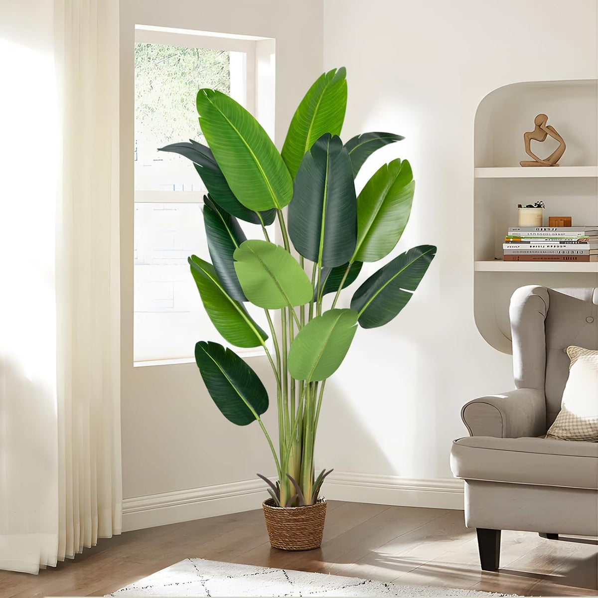 Artificial Bird of Paradise Plant,5.2Ft Faux Banana Tree
