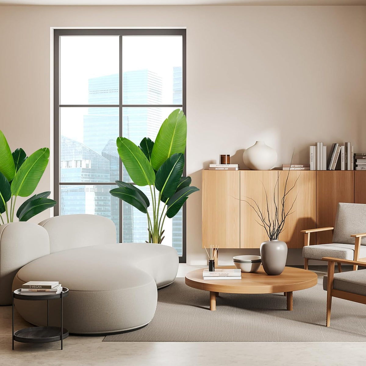 Artificial Bird of Paradise Plant,5.2Ft Faux Banana Tree