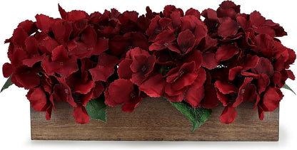 Pre-Made Hydrangea Centerpiece for Dining Table, Navy Blue | Artificial Hydrangea Flower Centerpieces Fake Flowers Arrangements Decor with Wood Tray Wedding Kitchen Indoor Party