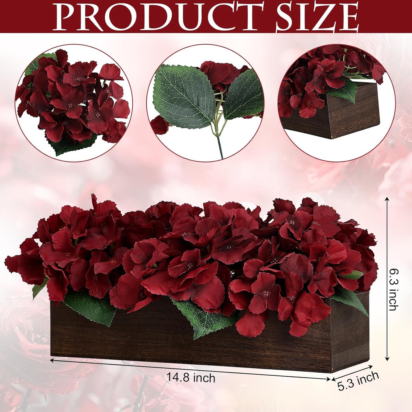 Pre-Made Hydrangea Centerpiece for Dining Table, Navy Blue | Artificial Hydrangea Flower Centerpieces Fake Flowers Arrangements Decor with Wood Tray Wedding Kitchen Indoor Party