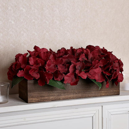 Pre-Made Hydrangea Centerpiece for Dining Table, Navy Blue | Artificial Hydrangea Flower Centerpieces Fake Flowers Arrangements Decor with Wood Tray Wedding Kitchen Indoor Party