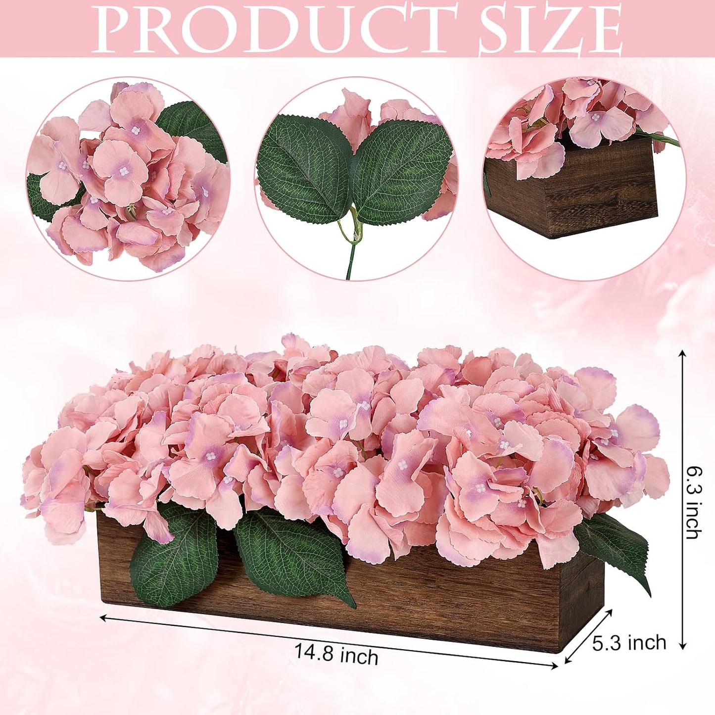 Pre-Made Hydrangea Centerpiece for Dining Table, Navy Blue | Artificial Hydrangea Flower Centerpieces Fake Flowers Arrangements Decor with Wood Tray Wedding Kitchen Indoor Party