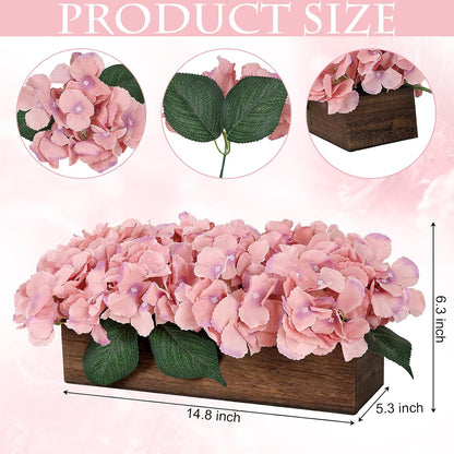 Pre-Made Hydrangea Centerpiece for Dining Table, Navy Blue | Artificial Hydrangea Flower Centerpieces Fake Flowers Arrangements Decor with Wood Tray Wedding Kitchen Indoor Party