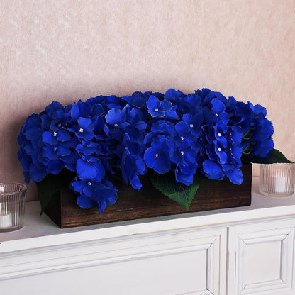 Pre-Made Hydrangea Centerpiece for Dining Table, Navy Blue | Artificial Hydrangea Flower Centerpieces Fake Flowers Arrangements Decor with Wood Tray Wedding Kitchen Indoor Party