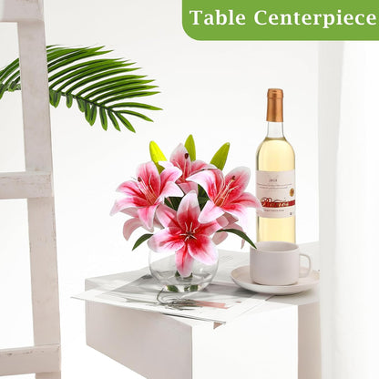 Artificial White Magnolia Flowers in Glass Vase with Faux Water, Realistic Touch Silk Magnolia Floral Arrangement, Fake Magnolia Centerpiece for Home Dining Table Office Bathroom Shelf Decor