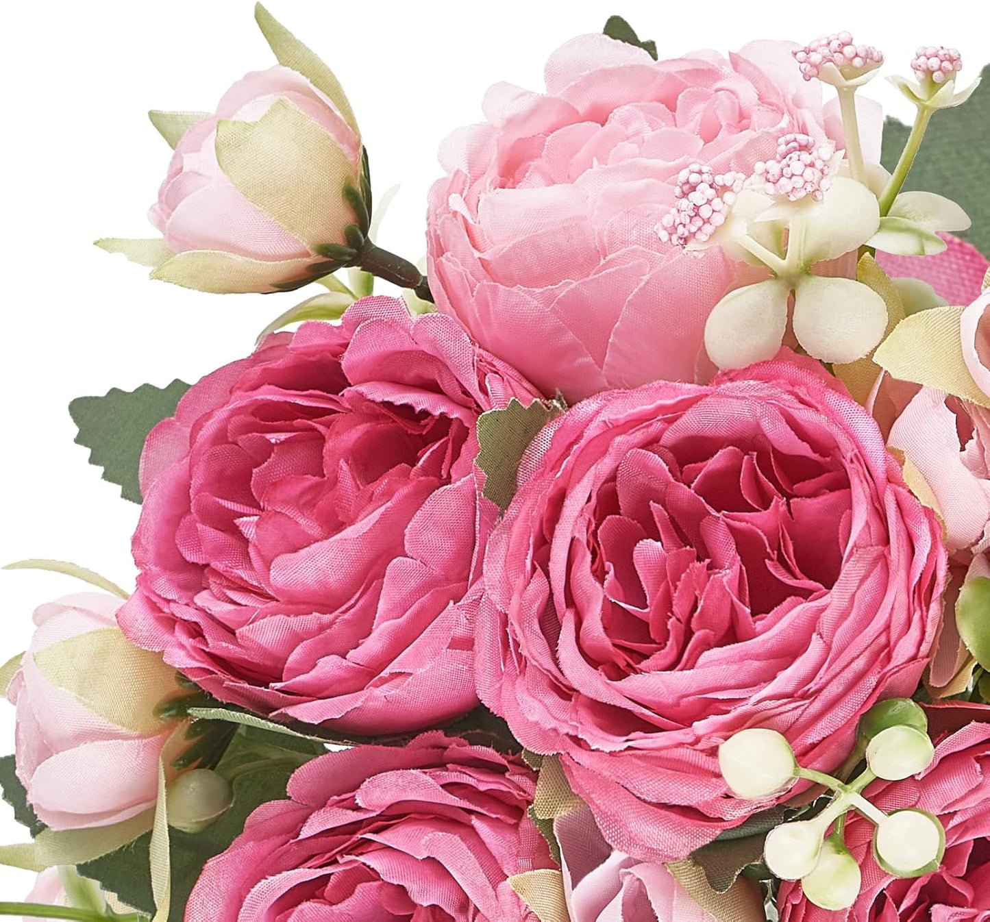 Peonies Artificial Flowers, Small Silk Flowers for Home Decor Indoor Fake Bouquet Faux Floral Arrangements Dining Table Centerpieces for Kitchen Party Decor Pink
