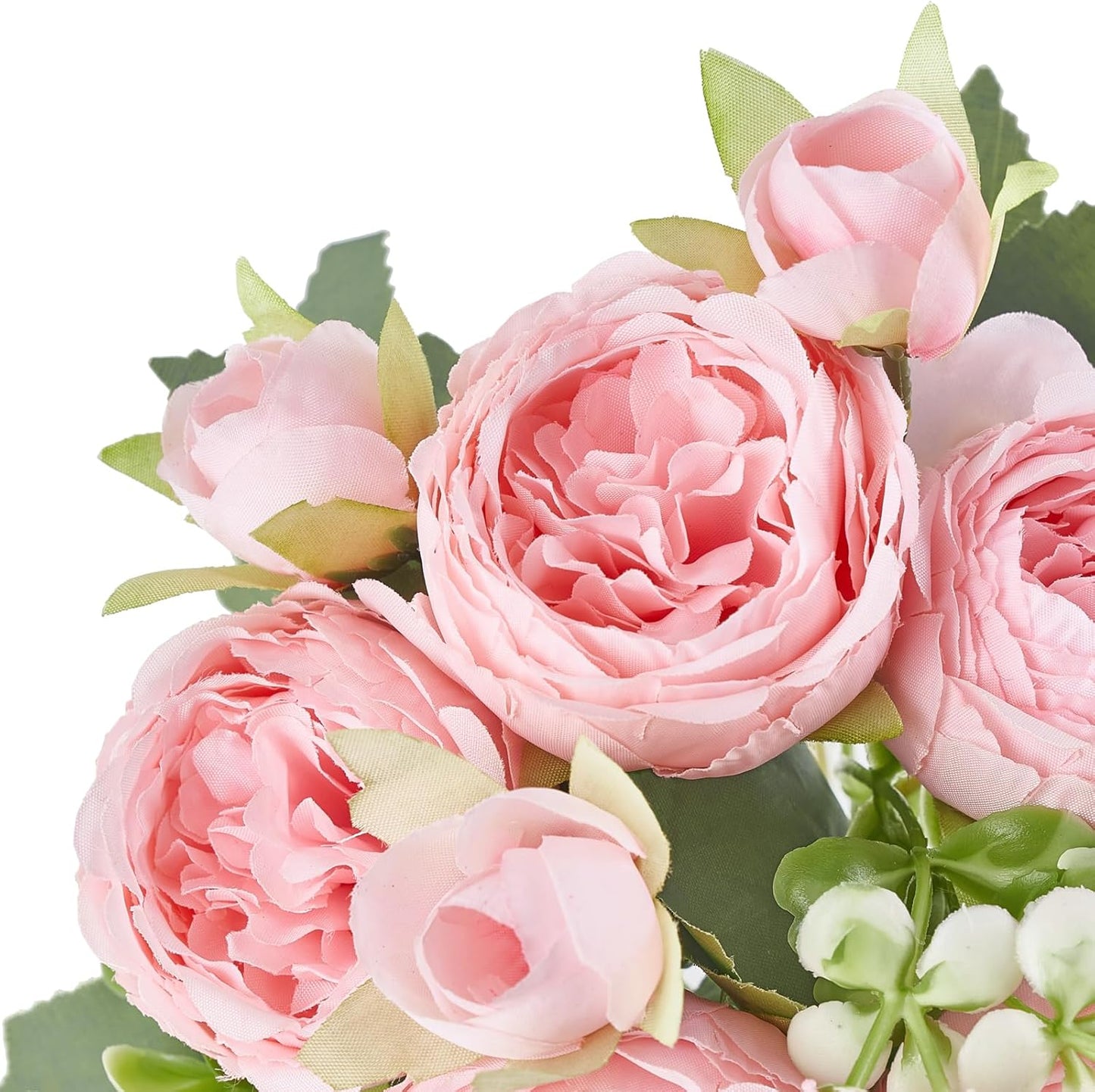 Peonies Artificial Flowers, Small Silk Flowers for Home Decor Indoor Fake Bouquet Faux Floral Arrangements Dining Table Centerpieces for Kitchen Party Decor Pink