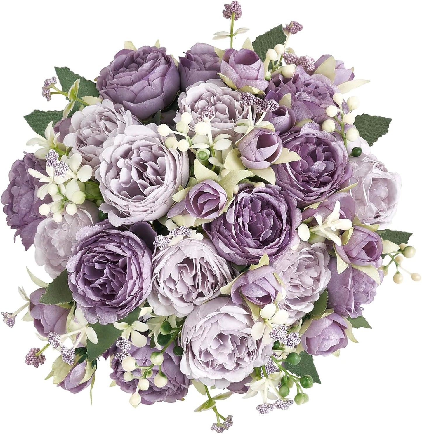 Peonies Artificial Flowers, Small Silk Flowers for Home Decor Indoor Fake Bouquet Faux Floral Arrangements Dining Table Centerpieces for Kitchen Party Decor Pink