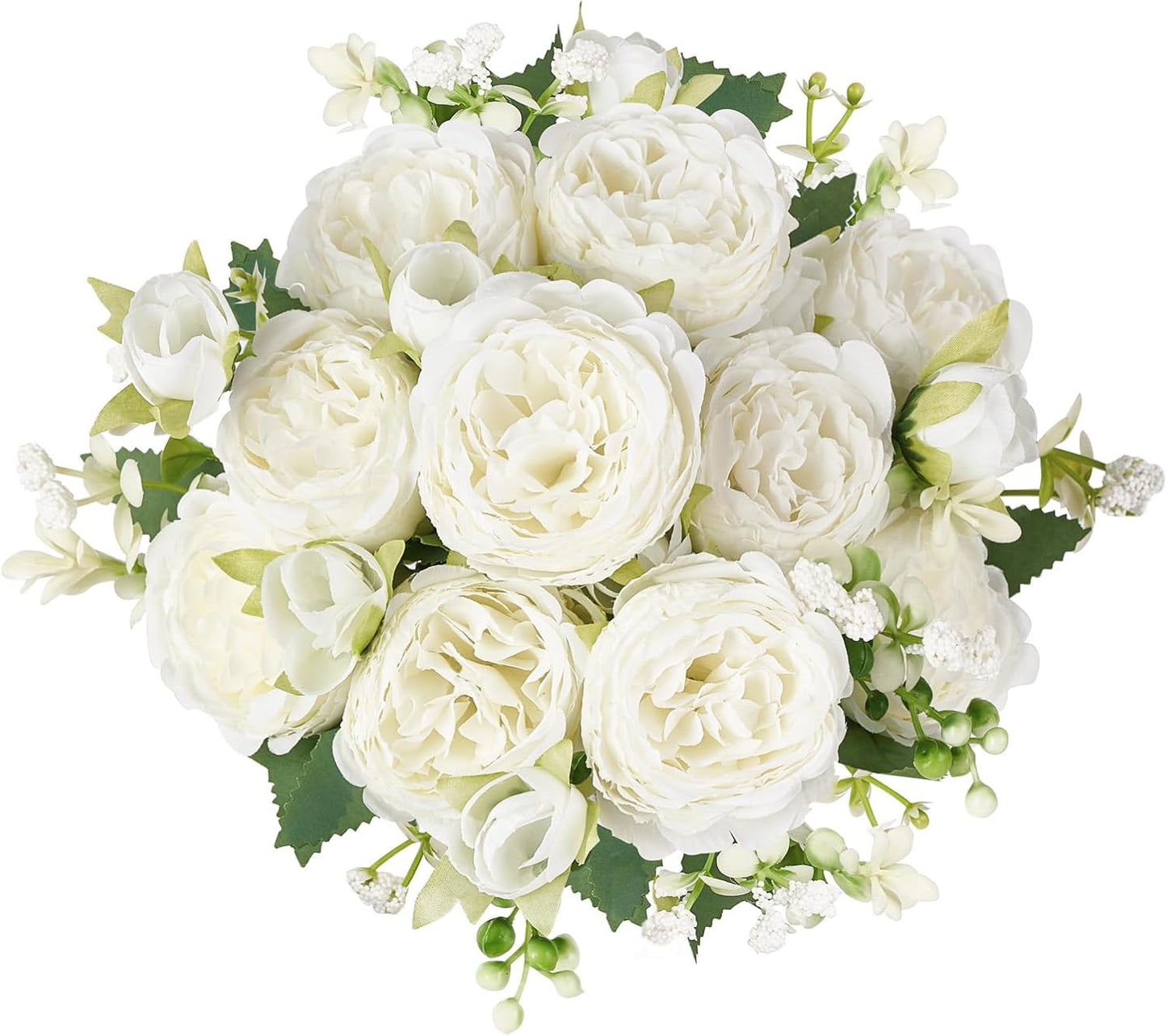Peonies Artificial Flowers, Small Silk Flowers for Home Decor Indoor Fake Bouquet Faux Floral Arrangements Dining Table Centerpieces for Kitchen Party Decor Pink