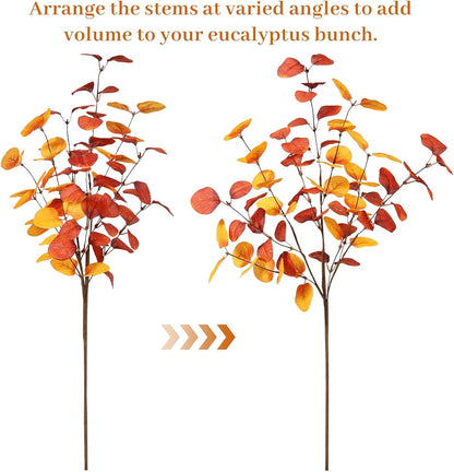 6Pcs Artificial Eucalyptus Stems Greenery Stems 24" Tall Fake Plants Decor Faux Floral Stems for Vase Home Party Wedding Decorations