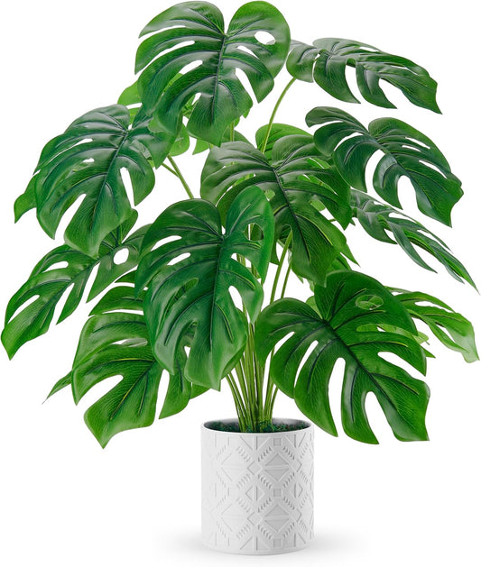 Artificial Plants Indoor Large 26'' Fake Monstera Faux Potted Plants Indoor Tall for Home Farmhouse Bedroom Living Room Decor