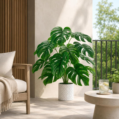 Artificial Plants Indoor Large 26'' Fake Monstera Faux Potted Plants Indoor Tall for Home Farmhouse Bedroom Living Room Decor