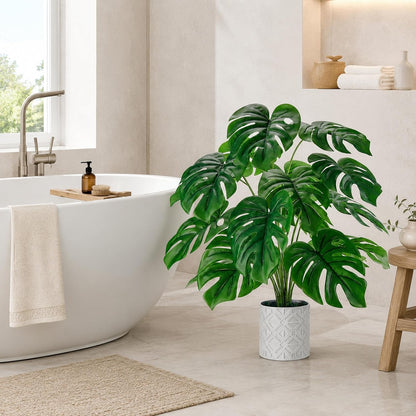 Artificial Plants Indoor Large 26'' Fake Monstera Faux Potted Plants Indoor Tall for Home Farmhouse Bedroom Living Room Decor