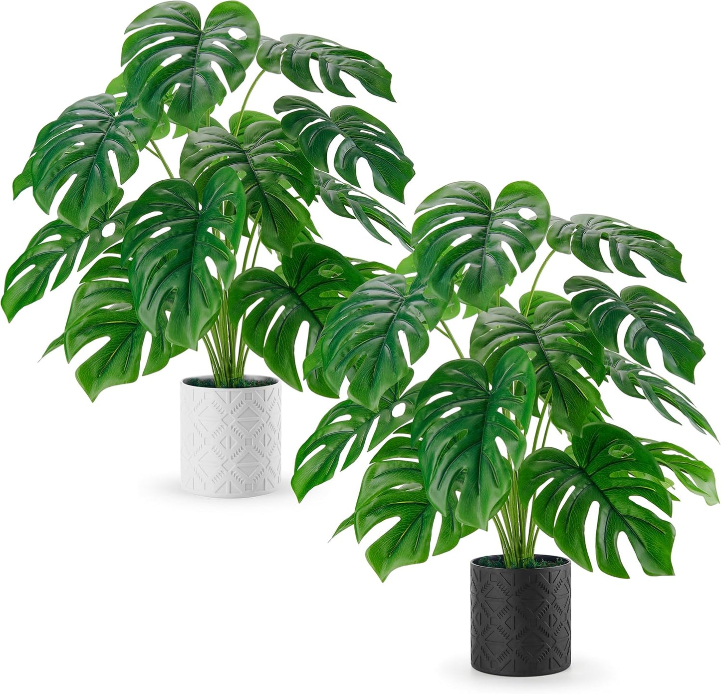 Artificial Plants Indoor Large 26'' Fake Monstera Faux Potted Plants Indoor Tall for Home Farmhouse Bedroom Living Room Decor