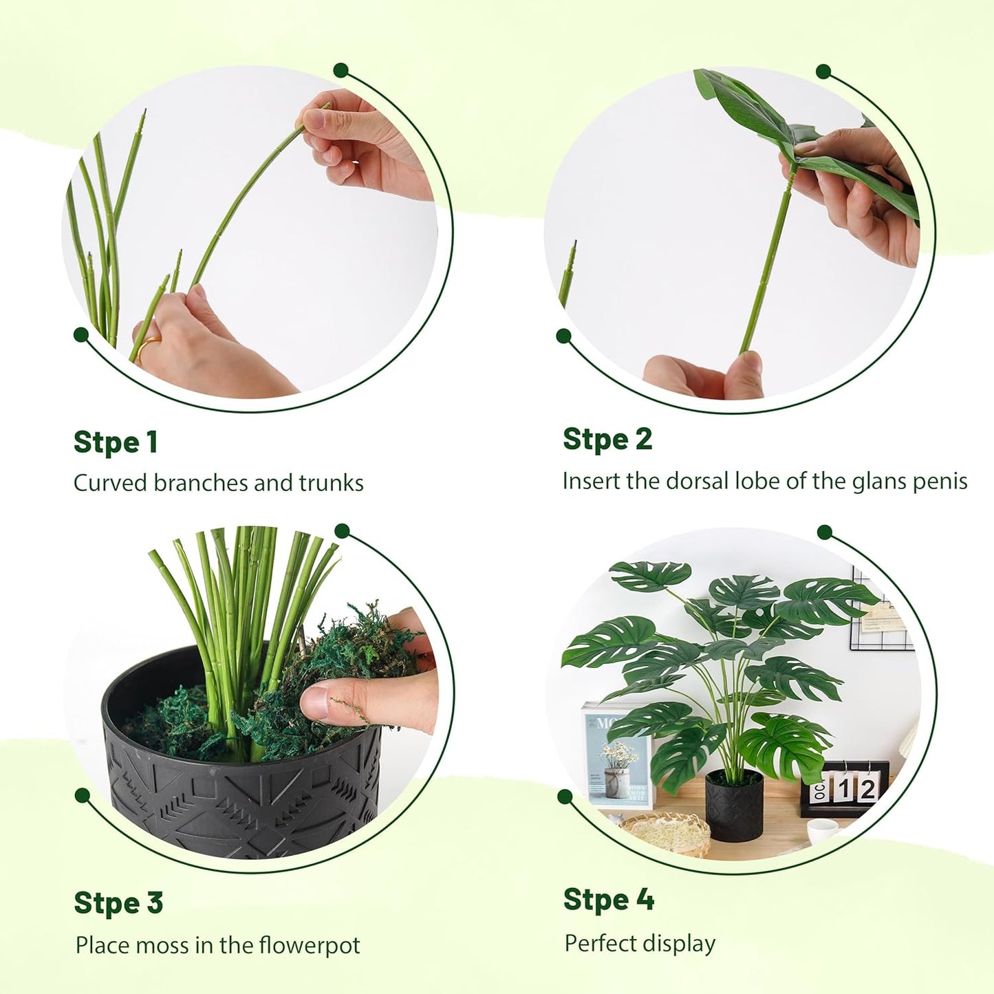 Artificial Plants Indoor Large 26'' Fake Monstera Faux Potted Plants Indoor Tall for Home Farmhouse Bedroom Living Room Decor