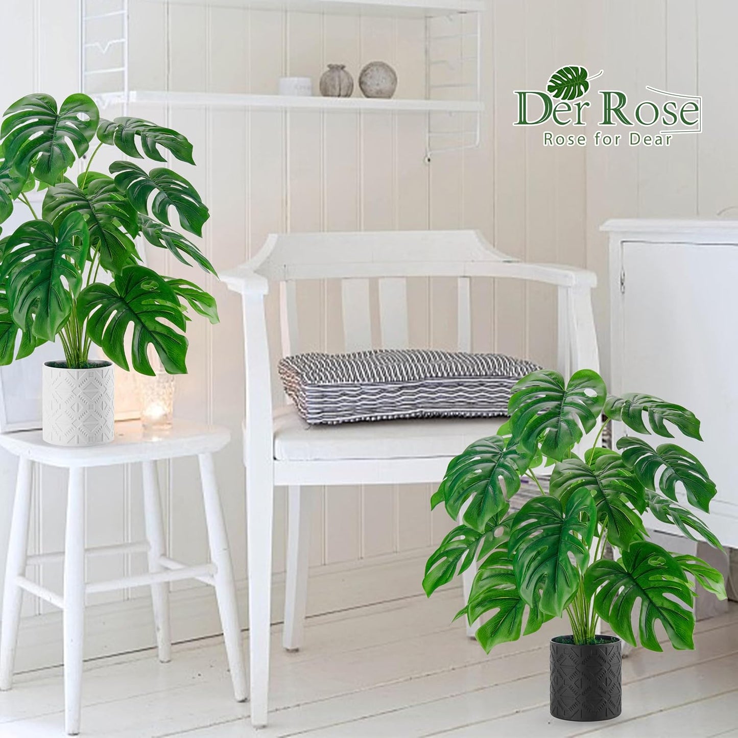 Artificial Plants Indoor Large 26'' Fake Monstera Faux Potted Plants Indoor Tall for Home Farmhouse Bedroom Living Room Decor