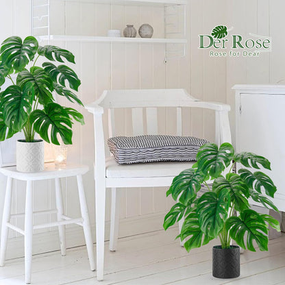 Artificial Plants Indoor Large 26'' Fake Monstera Faux Potted Plants Indoor Tall for Home Farmhouse Bedroom Living Room Decor