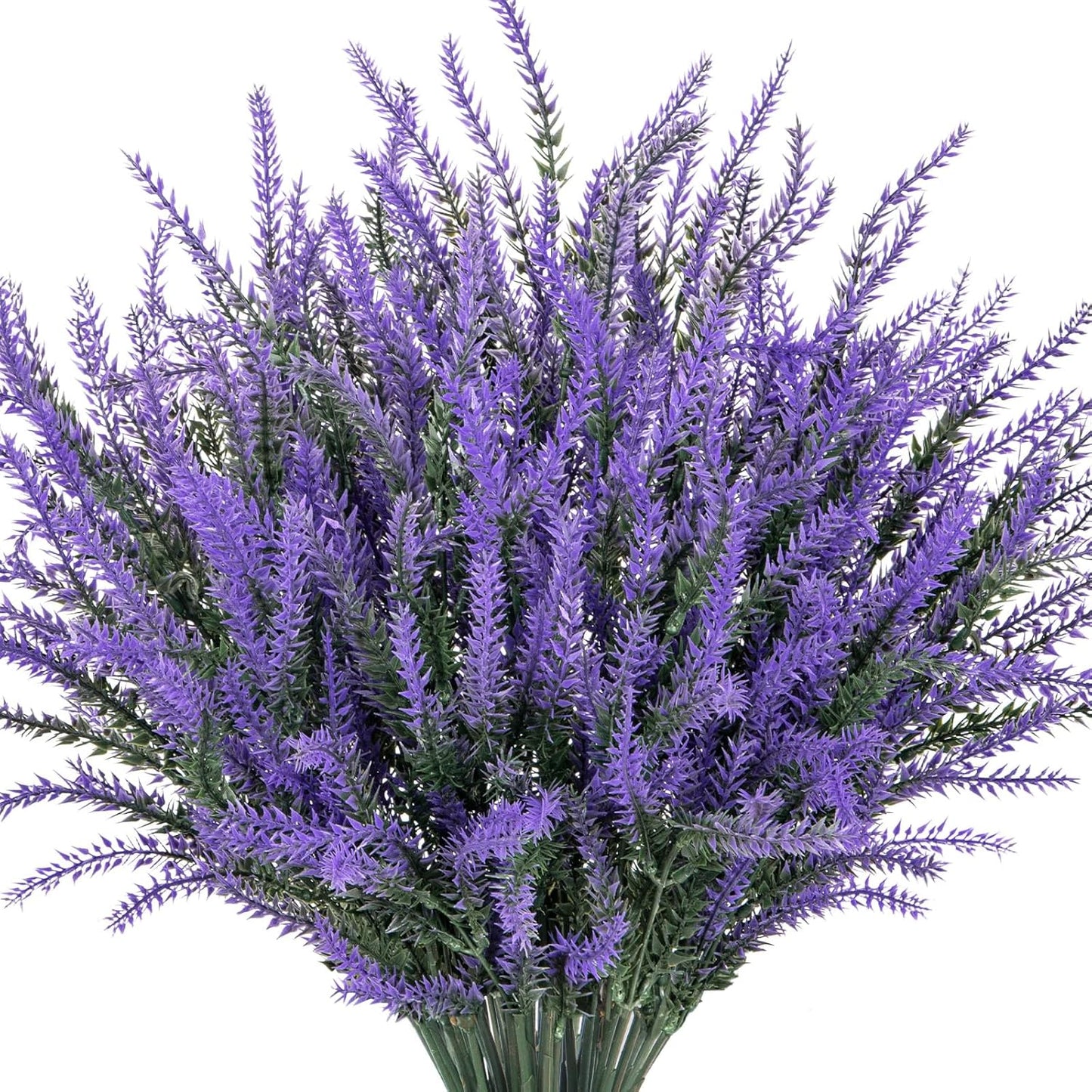 10 Bundles Fake Flowers Artificial Lavender Plants, Purple | Faux plastic plants for home wedding kitchen garden patio porch window box office table centerpieces indoor outdoor decor