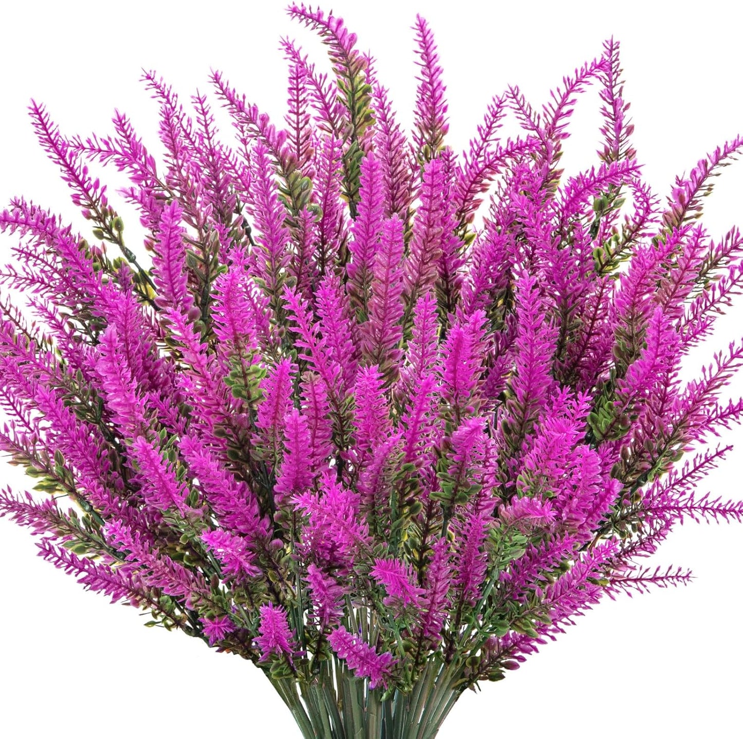 10 Bundles Fake Flowers Artificial Lavender Plants, Purple | Faux plastic plants for home wedding kitchen garden patio porch window box office table centerpieces indoor outdoor decor