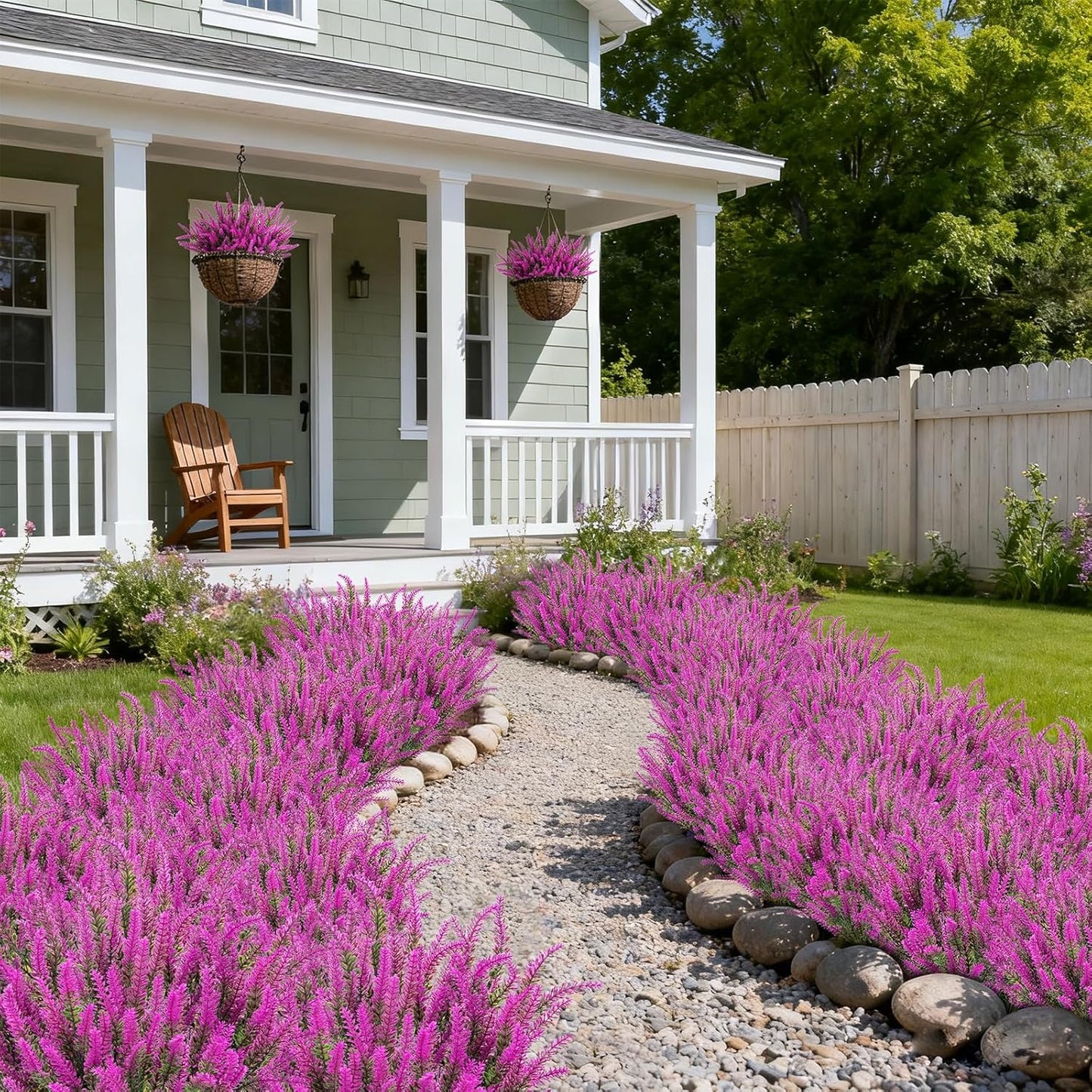10 Bundles Fake Flowers Artificial Lavender Plants, Purple | Faux plastic plants for home wedding kitchen garden patio porch window box office table centerpieces indoor outdoor decor