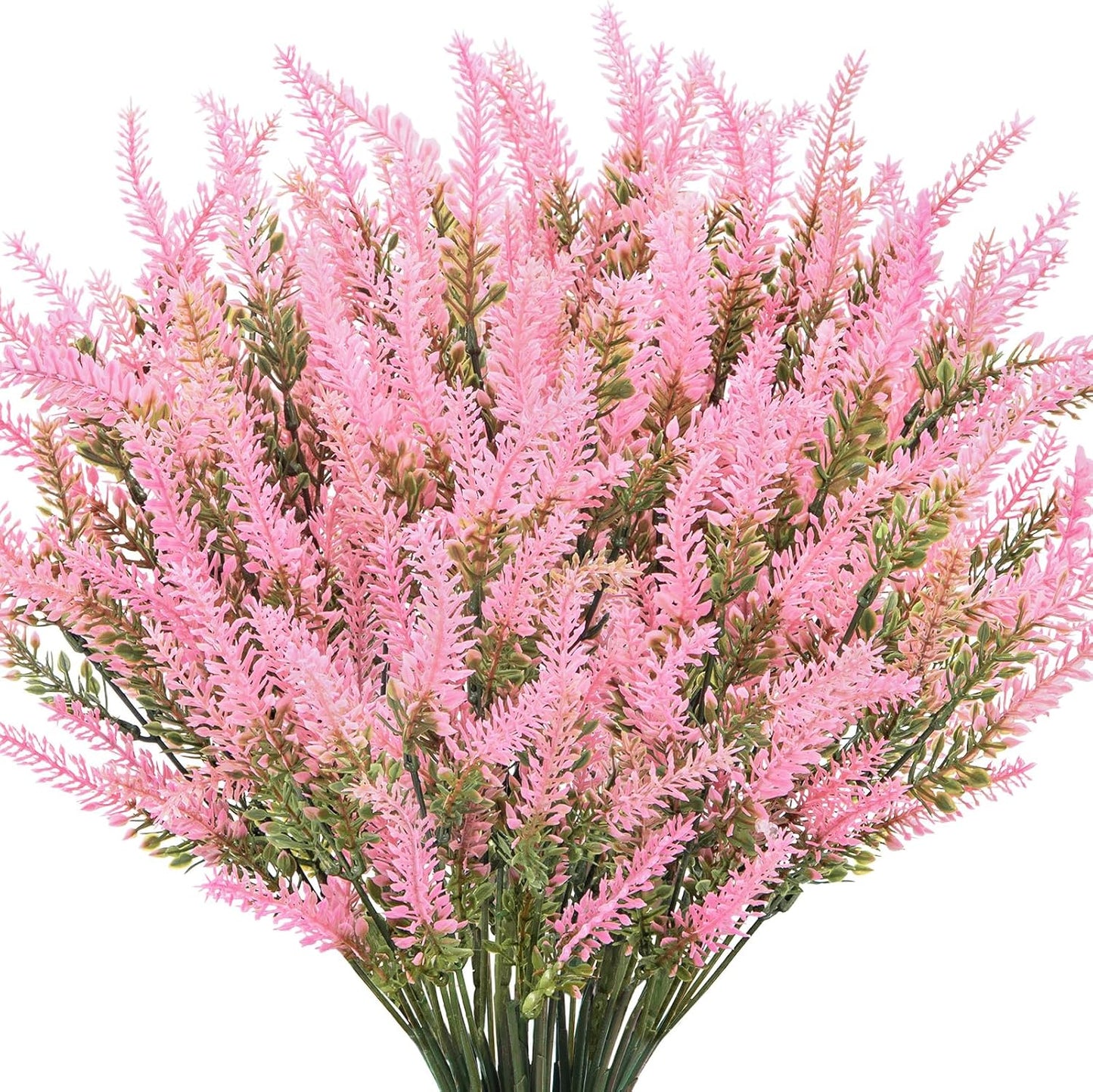 10 Bundles Fake Flowers Artificial Lavender Plants, Purple | Faux plastic plants for home wedding kitchen garden patio porch window box office table centerpieces indoor outdoor decor