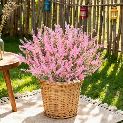 10 Bundles Fake Flowers Artificial Lavender Plants, Purple | Faux plastic plants for home wedding kitchen garden patio porch window box office table centerpieces indoor outdoor decor