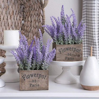 10 Bundles Fake Flowers Artificial Lavender Plants, Purple | Faux plastic plants for home wedding kitchen garden patio porch window box office table centerpieces indoor outdoor decor