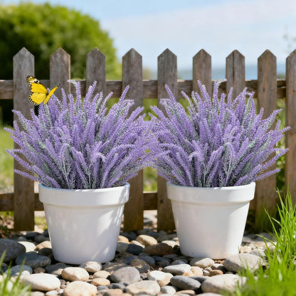 10 Bundles Fake Flowers Artificial Lavender Plants, Purple | Faux plastic plants for home wedding kitchen garden patio porch window box office table centerpieces indoor outdoor decor