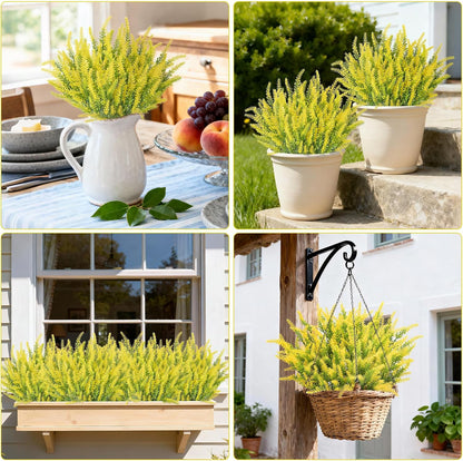 10 Bundles Fake Flowers Artificial Lavender Plants, Purple | Faux plastic plants for home wedding kitchen garden patio porch window box office table centerpieces indoor outdoor decor