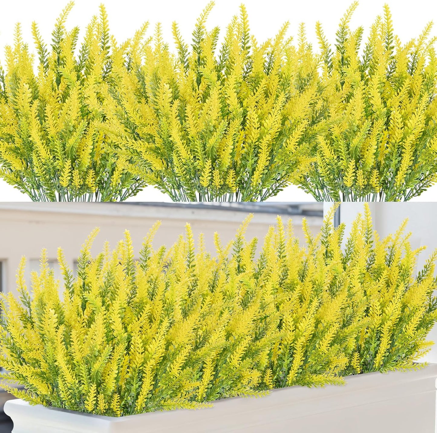 10 Bundles Fake Flowers Artificial Lavender Plants, Purple | Faux plastic plants for home wedding kitchen garden patio porch window box office table centerpieces indoor outdoor decor
