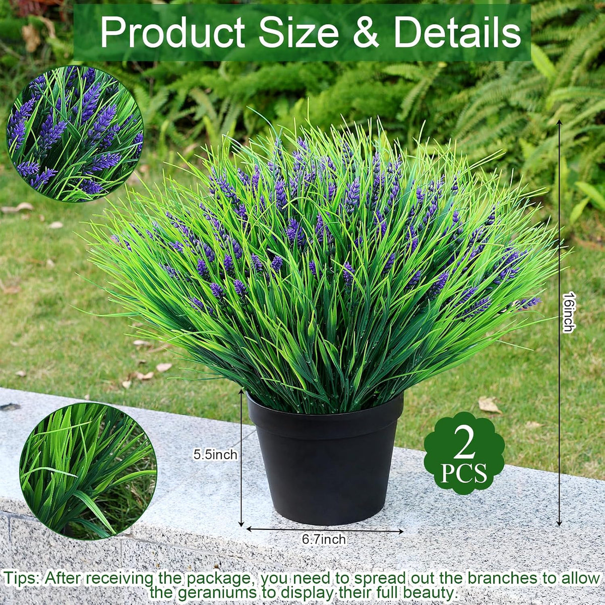 2 Sets Potted Artificial Plants for Outdoor, Pre-Made