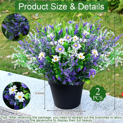 2 Sets Potted Artificial Plants for Outdoor, Pre-Made