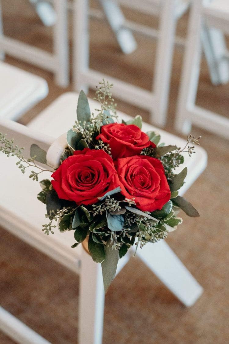 12 pcs Artificial Red Roses Flowers Long Stem Fake Silk Rose for Home Wendding Decorations(Red)