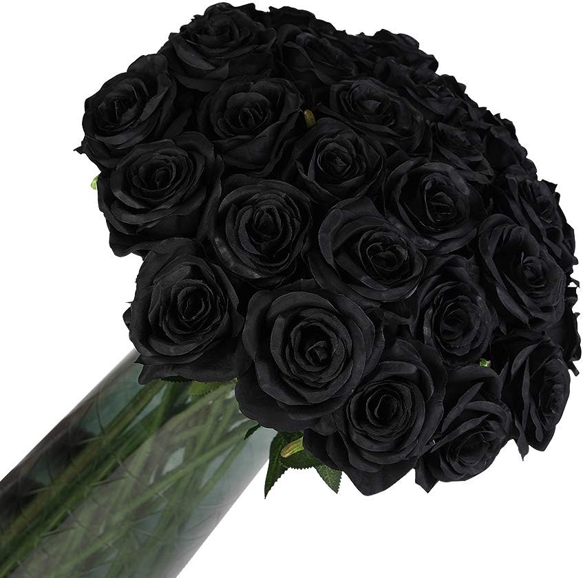 12 pcs Artificial Red Roses Flowers Long Stem Fake Silk Rose for Home Wendding Decorations(Red)
