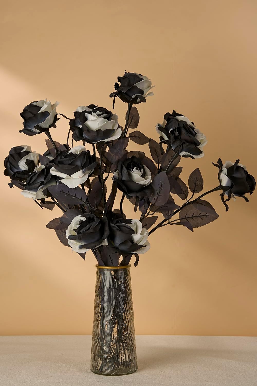 12 pcs Artificial Red Roses Flowers Long Stem Fake Silk Rose for Home Wendding Decorations(Red)