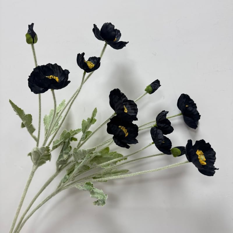 3 Bundles of 22 inches Tall Red Poppy Flowers Artificial,Ranunculus Artificial Flowers,Faux Flower Stems for Wedding,Party, Outdoor Indoor Decor Flower Arrangements for Table