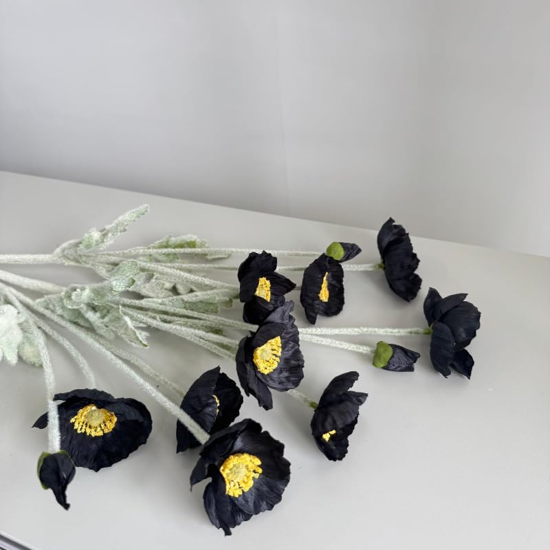 3 Bundles of 22 inches Tall Red Poppy Flowers Artificial,Ranunculus Artificial Flowers,Faux Flower Stems for Wedding,Party, Outdoor Indoor Decor Flower Arrangements for Table