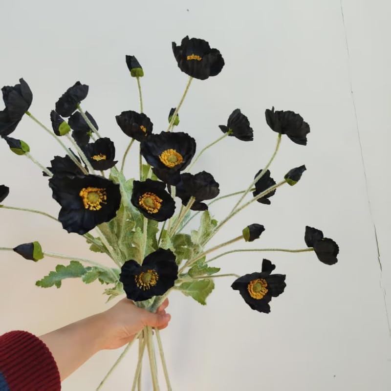 3 Bundles of 22 inches Tall Red Poppy Flowers Artificial,Ranunculus Artificial Flowers,Faux Flower Stems for Wedding,Party, Outdoor Indoor Decor Flower Arrangements for Table