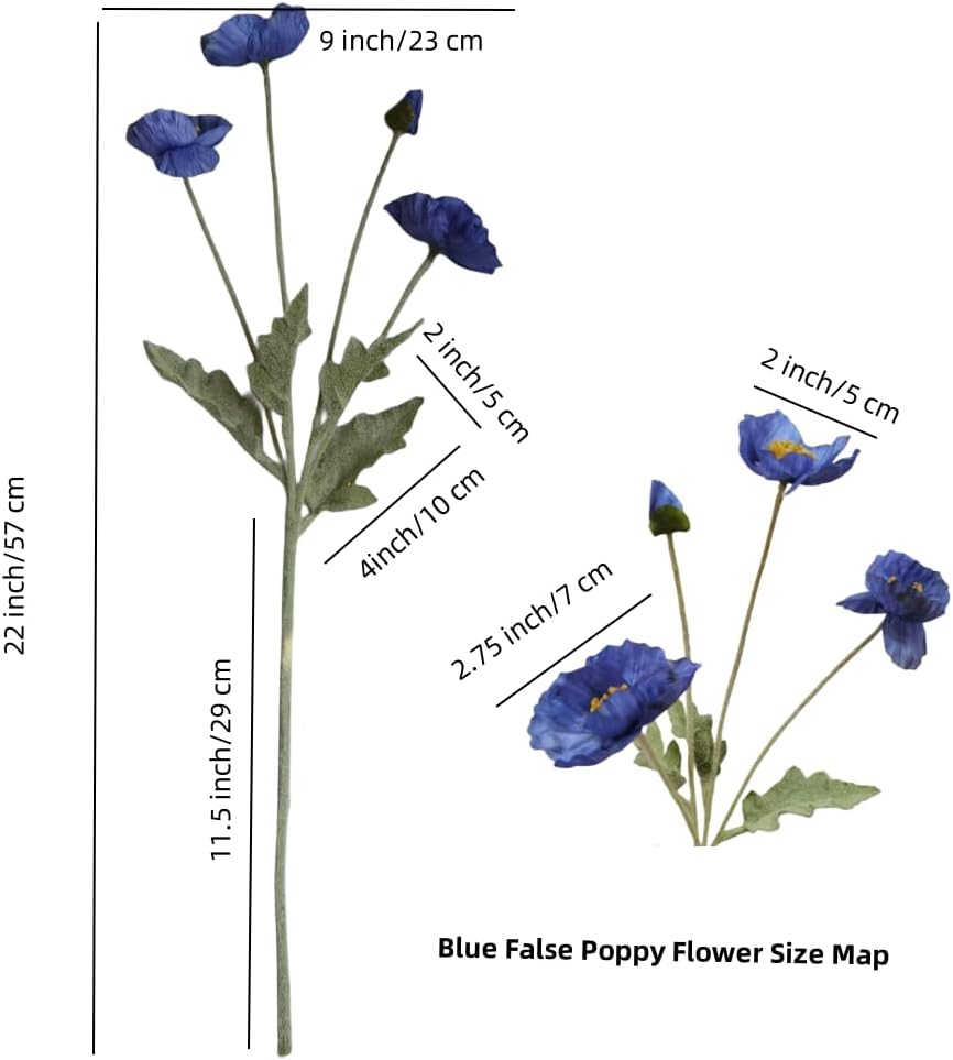 3 Bundles of 22 inches Tall Red Poppy Flowers Artificial,Ranunculus Artificial Flowers,Faux Flower Stems for Wedding,Party, Outdoor Indoor Decor Flower Arrangements for Table