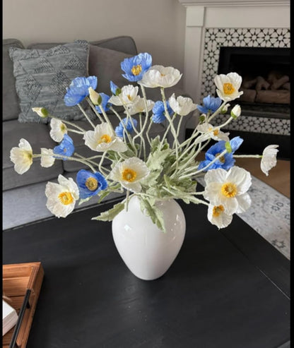 3 Bundles of 22 inches Tall Red Poppy Flowers Artificial,Ranunculus Artificial Flowers,Faux Flower Stems for Wedding,Party, Outdoor Indoor Decor Flower Arrangements for Table